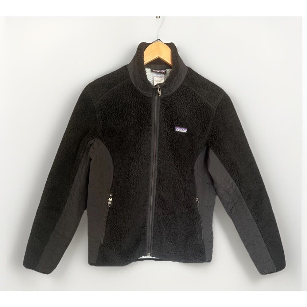 Patagonia Synchilla Jacket Deep Pile Fleece Retro X Full Zip Black Women’s Sz M